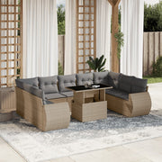 sofasæt til haven 10 dele med hynder polyrattan beige