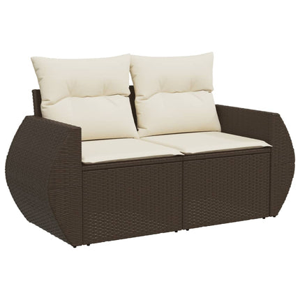 sofasæt til haven 10 dele med hynder polyrattan brun