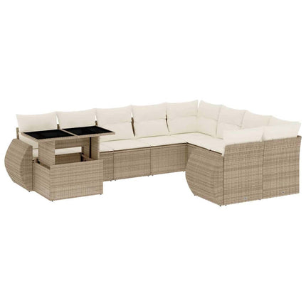 sofasæt til haven 10 dele med hynder polyrattan beige