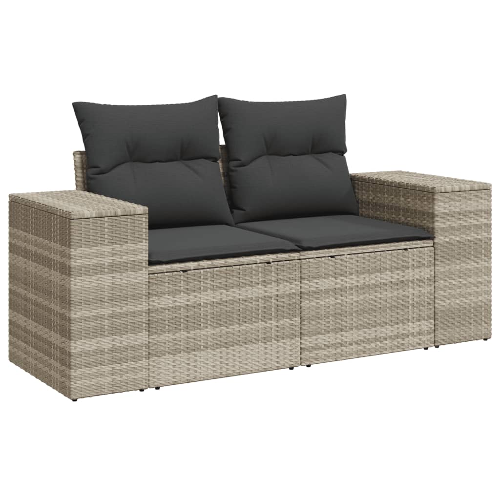 sofasæt til haven 7 dele med hynder polyrattan lysegrå
