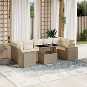 sofasæt til haven 8 dele med hynder polyrattan beige