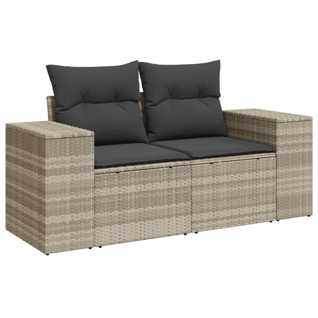 sofasæt til haven 9 dele med hynder polyrattan lysegrå