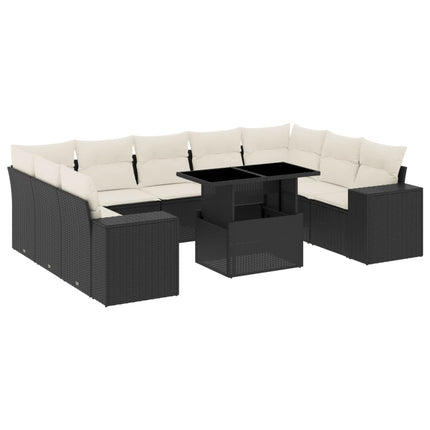 sofasæt til haven 10 dele med hynder polyrattan sort