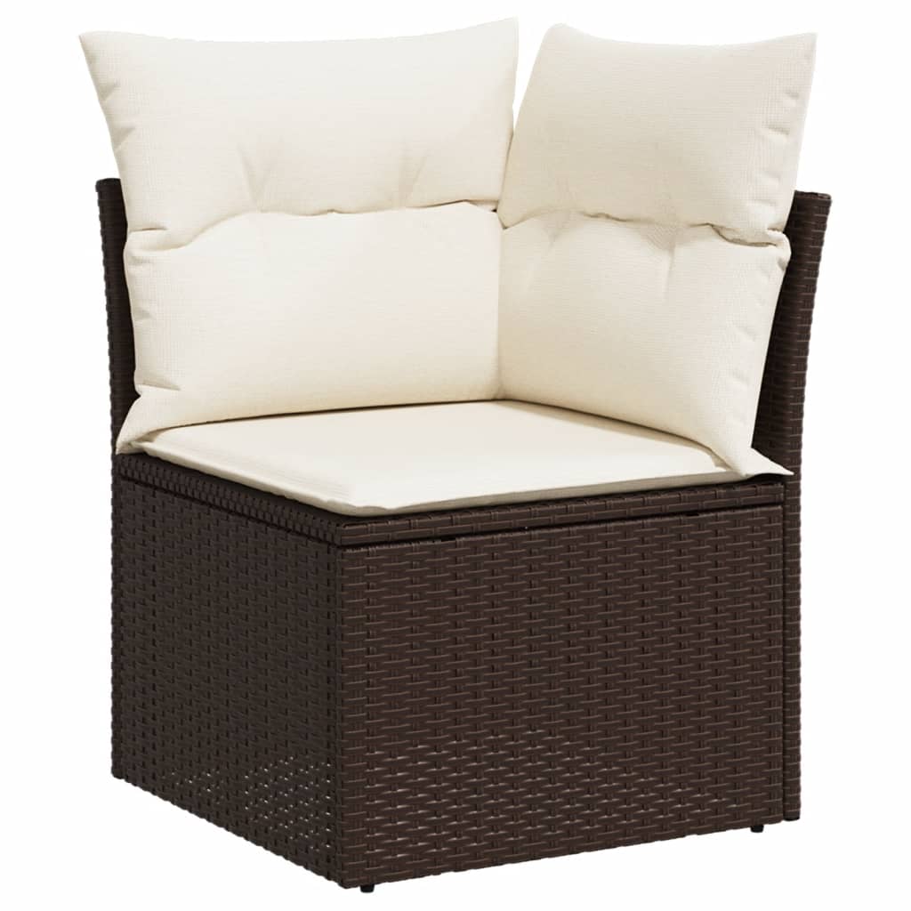 sofasæt til haven 10 dele med hynder polyrattan brun