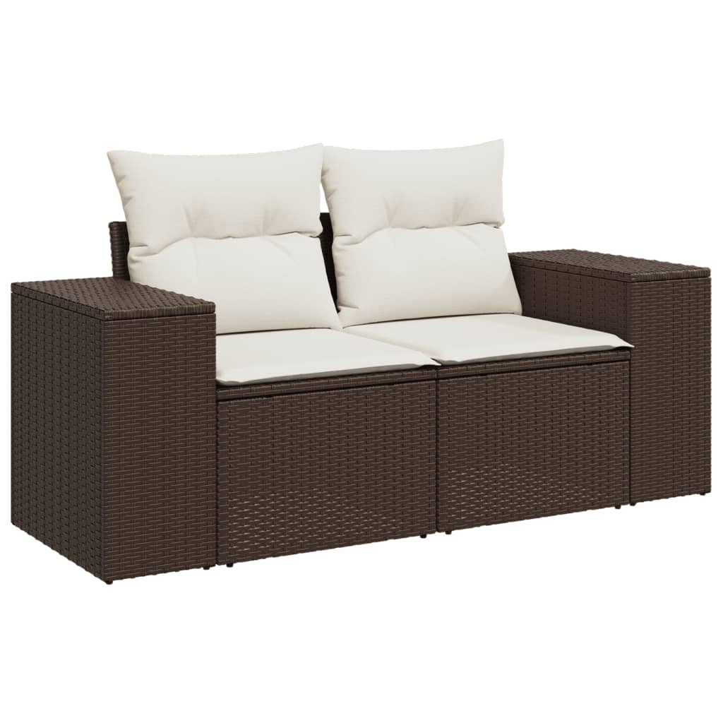 sofasæt til haven 10 dele med hynder polyrattan brun