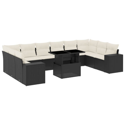 sofasæt til haven 11 dele med hynder polyrattan sort