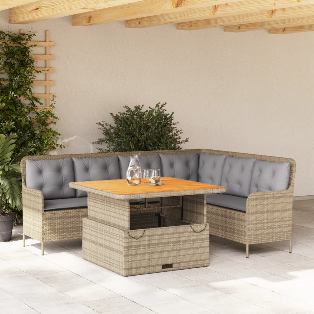 sofasæt til haven 2 dele med hynder polyrattan beige