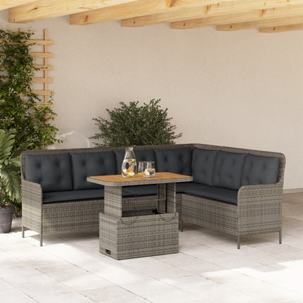 sofasæt 2 dele med hynder polyrattan grå