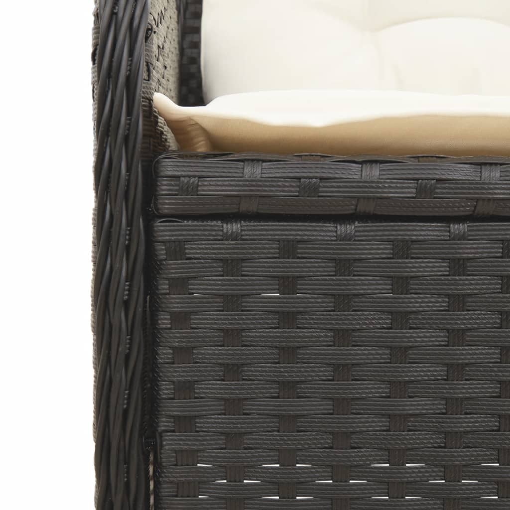 loungesæt til haven 5 dele med hynder polyrattan sort