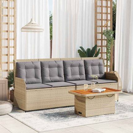 loungesæt til haven 3 dele med hynder polyrattan beige