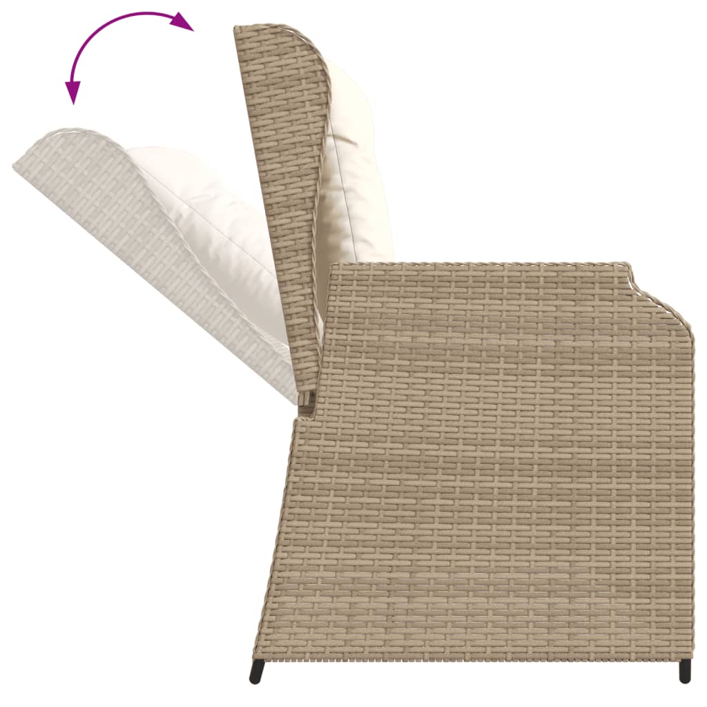 loungesæt til haven 3 dele med hynder polyrattan beige