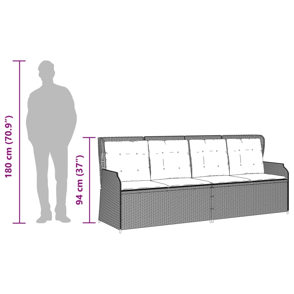 loungesæt til haven 3 dele med hynder polyrattan beige