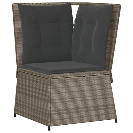 loungesæt til haven 5 dele med hynder polyrattan grå