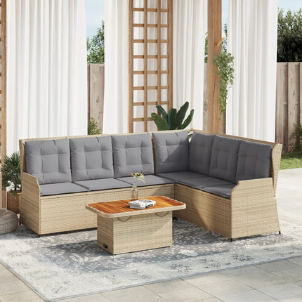 loungesæt til haven 5 dele med hynder polyrattan beige