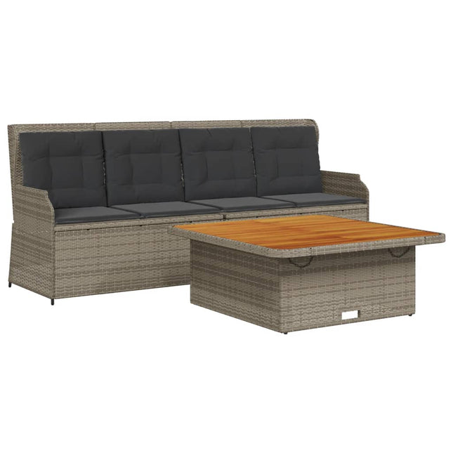havesofasæt 3 dele med hynder polyrattan grå