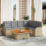 loungesæt til haven 5 dele med hynder polyrattan beige