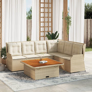 loungesæt til haven 5 dele med hynder polyrattan beige