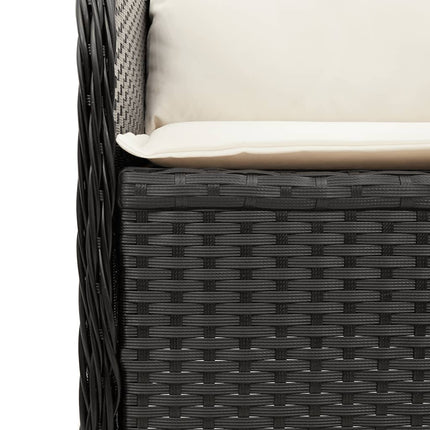 loungesæt til haven 3 dele med hynder polyrattan sort