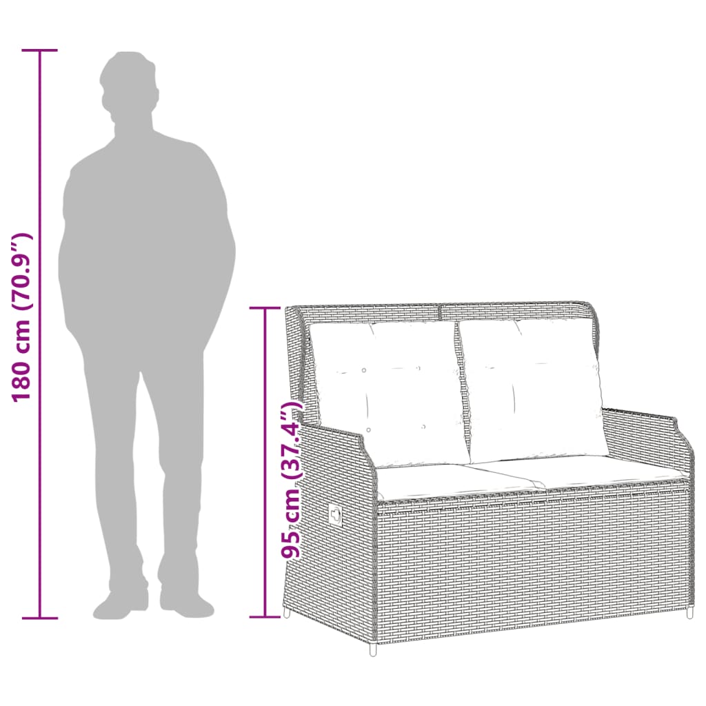 loungesæt til haven 3 dele med hynder polyrattan beige