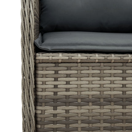 loungesæt til haven 3 dele med hynder polyrattan grå