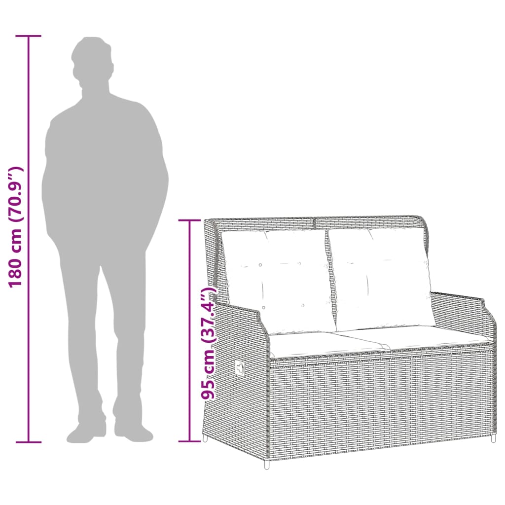 loungesæt til haven 3 dele med hynder polyrattan beige