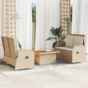 loungesæt til haven 3 dele med hynder polyrattan beige