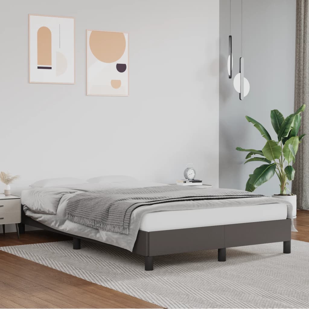 sengeramme uden madras 120x190 cm kunstlæder enkeltseng grå
