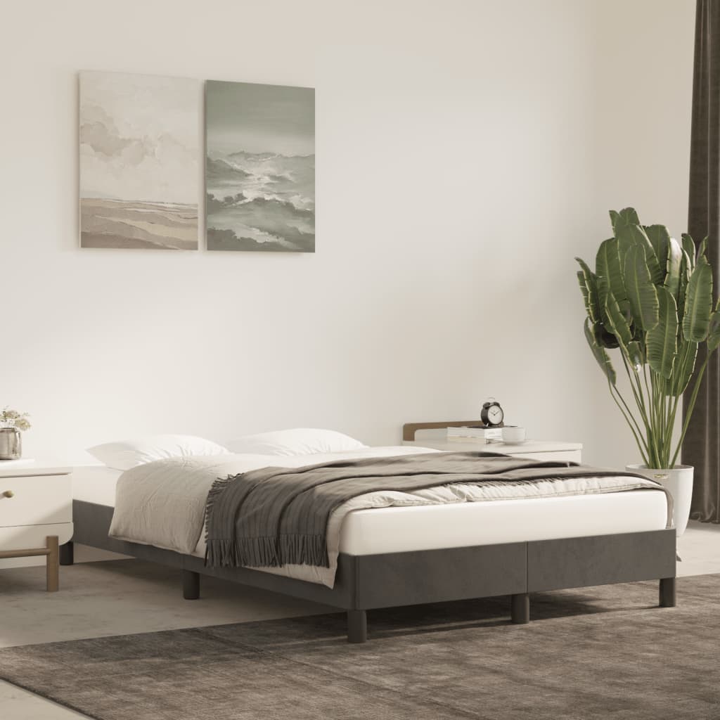 sengeramme uden madras 120x190 cm fløjl enkeltseng mørkegrå