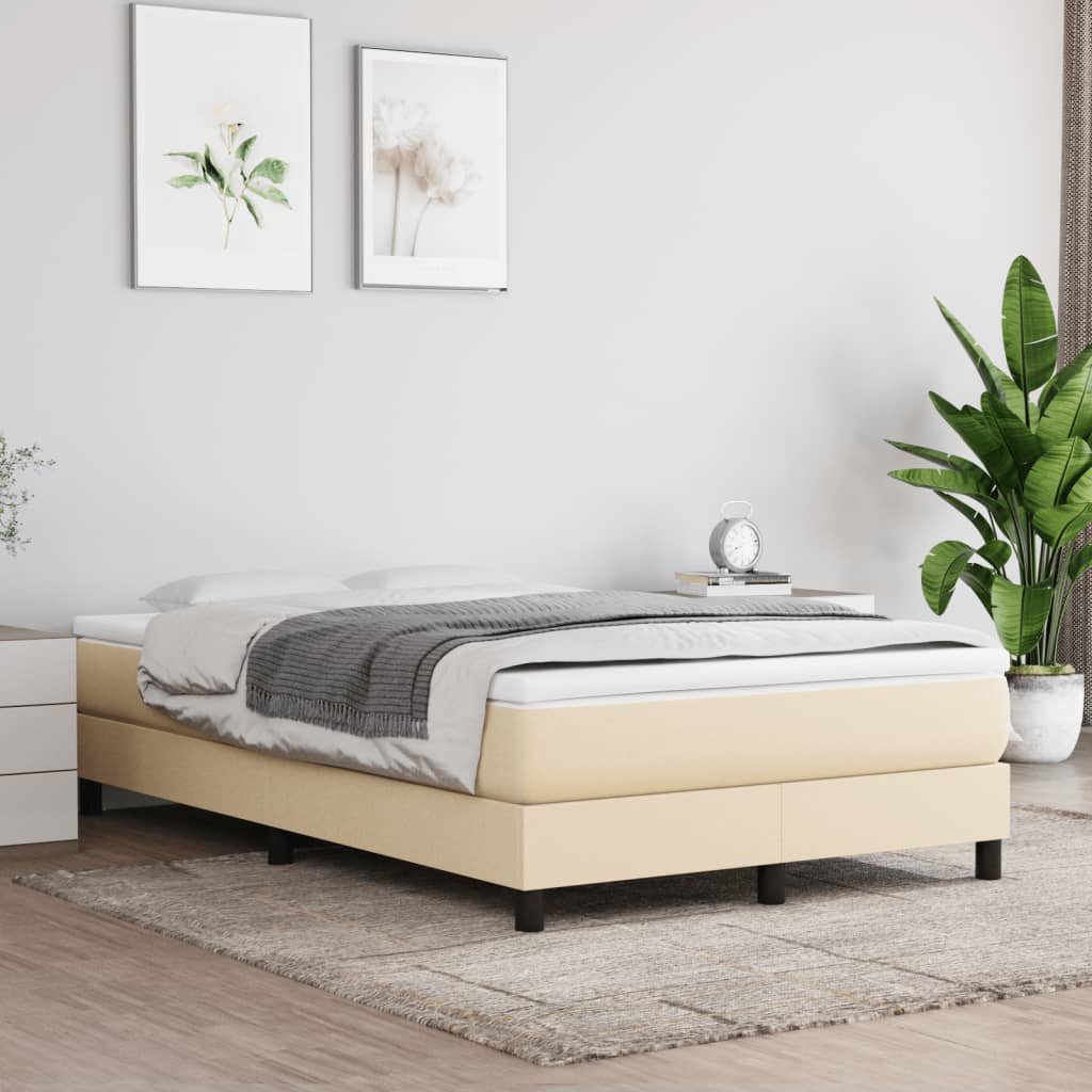 kontinentalseng med madras 120x190 cm stof cremefarvet