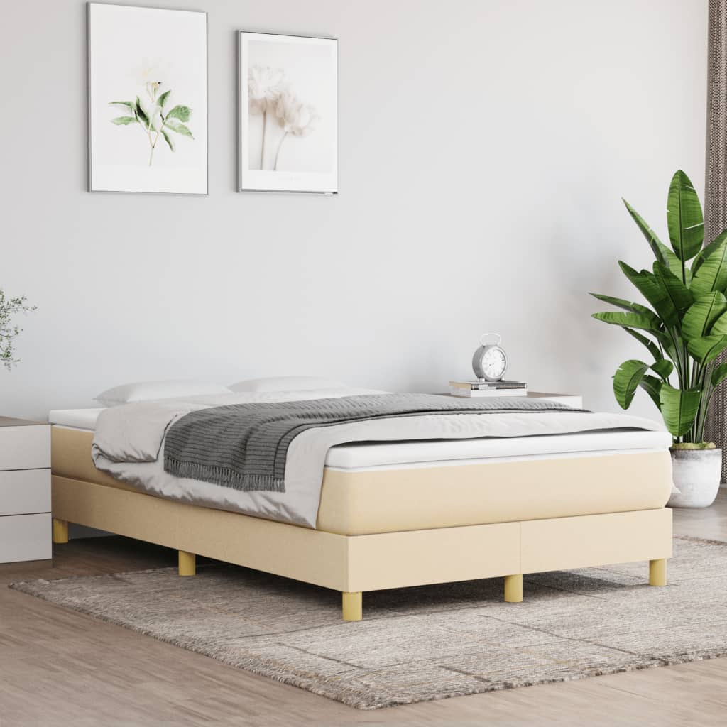 kontinentalseng med madras 120x190 cm stof cremefarvet