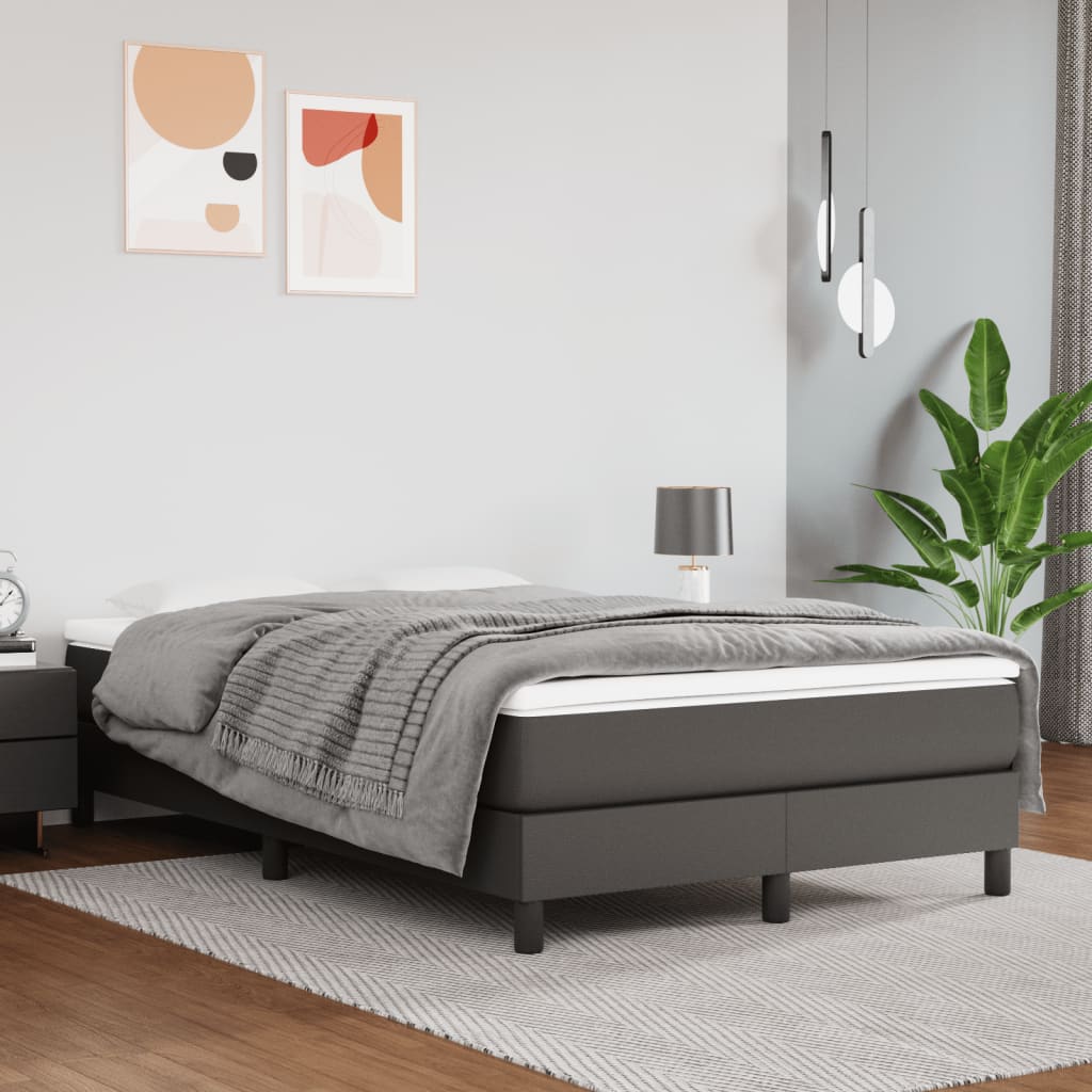 kontinentalseng med madras 120x190 cm kunstlæder grå