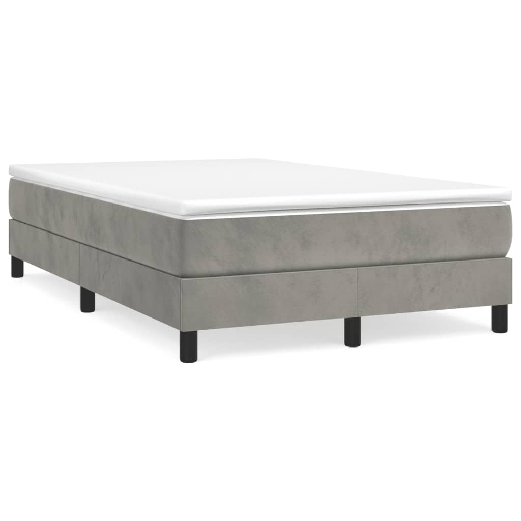 kontinentalseng med madras 120x190 cm velour lysegrå