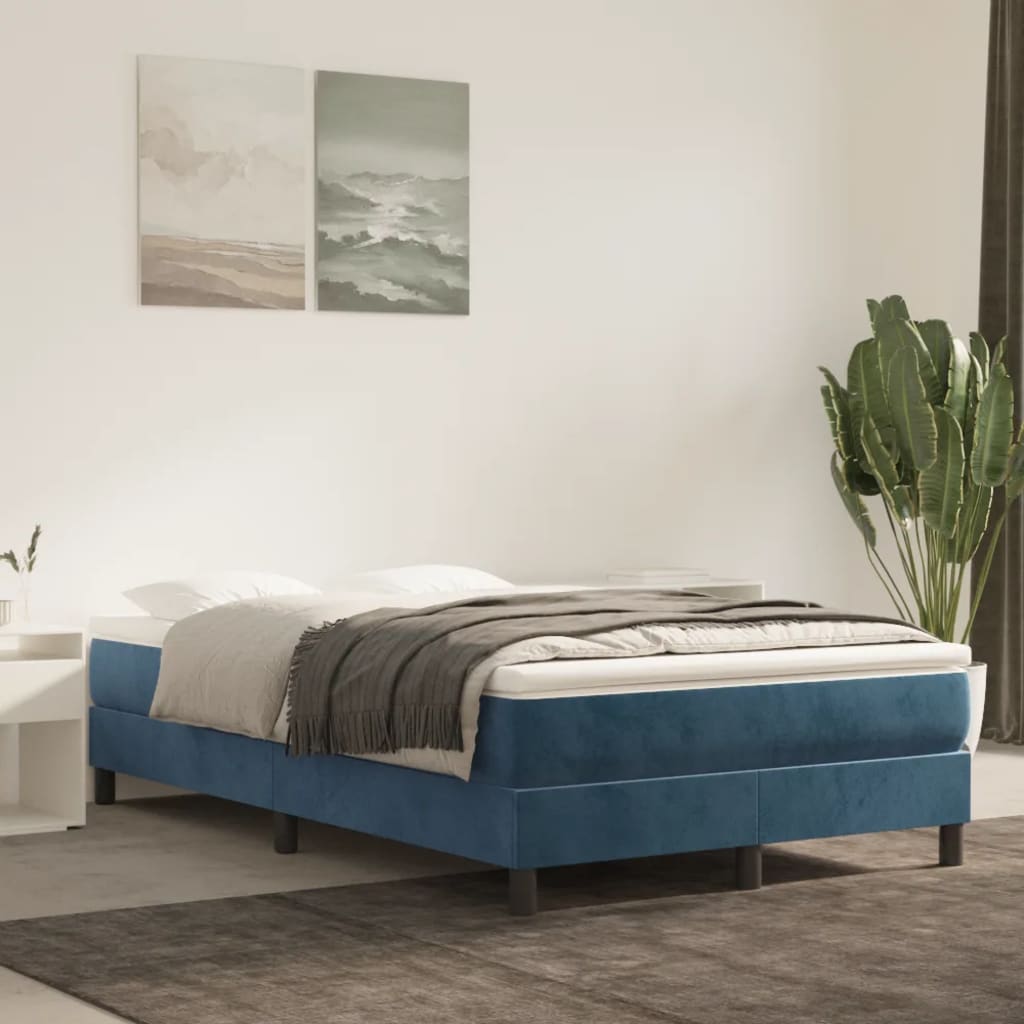 kontinentalseng med madras 120x190 cm velour mørkeblå