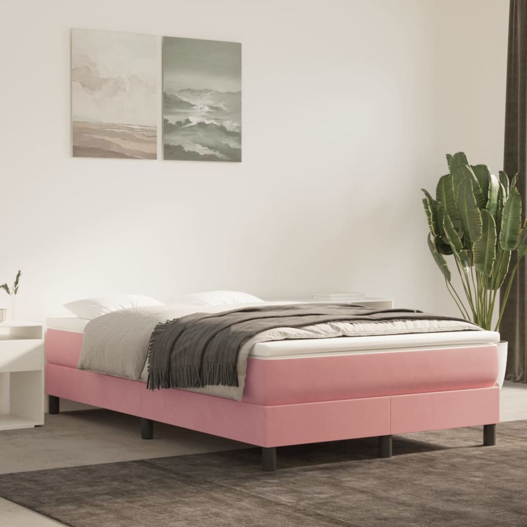 kontinentalseng med madras 120x190 cm velour lyserød