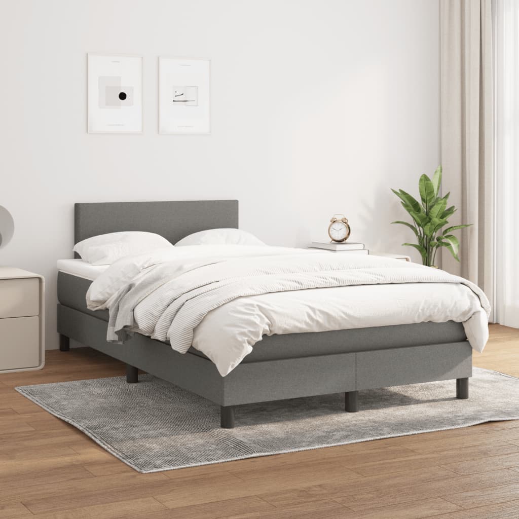 kontinentalseng med madras 120x190 cm stof mørkegrå