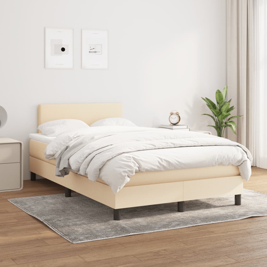 kontinentalseng med madras 120x190 cm stof cremefarvet