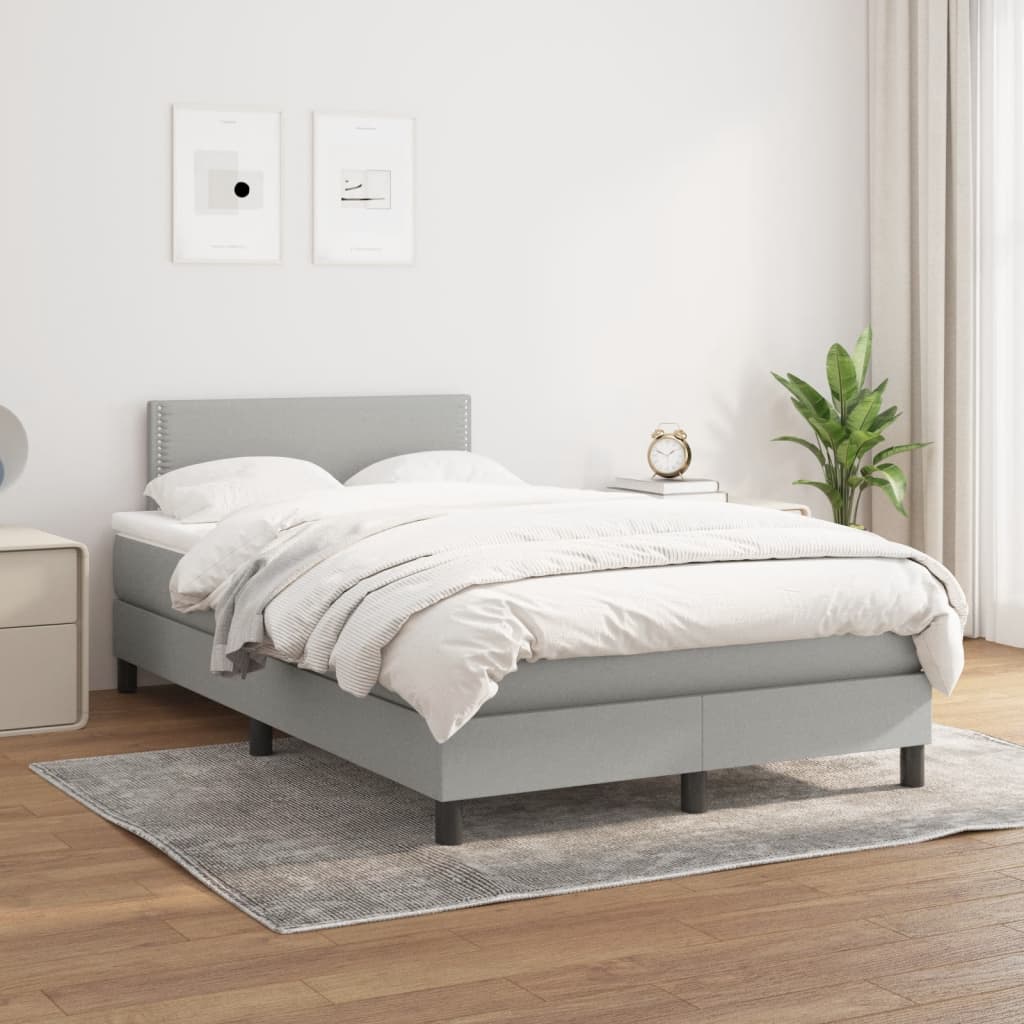 kontinentalseng med madras 120x190 cm stof lysegrå