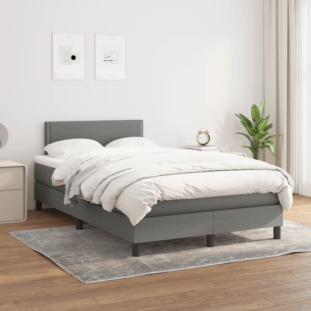 kontinentalseng med madras 120x190 cm stof mørkegrå