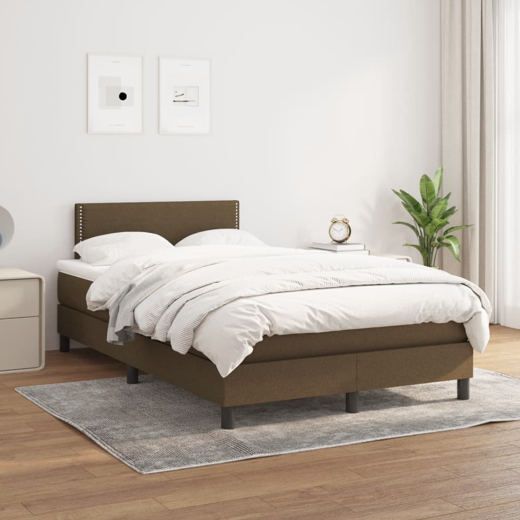 kontinentalseng med madras 120x190 cm stof mørkebrun