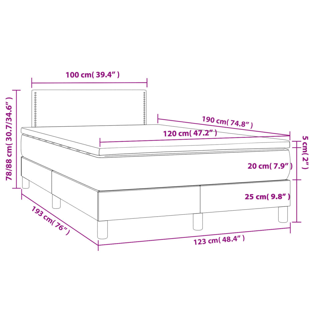 kontinentalseng med madras 120x190 cm stof mørkebrun