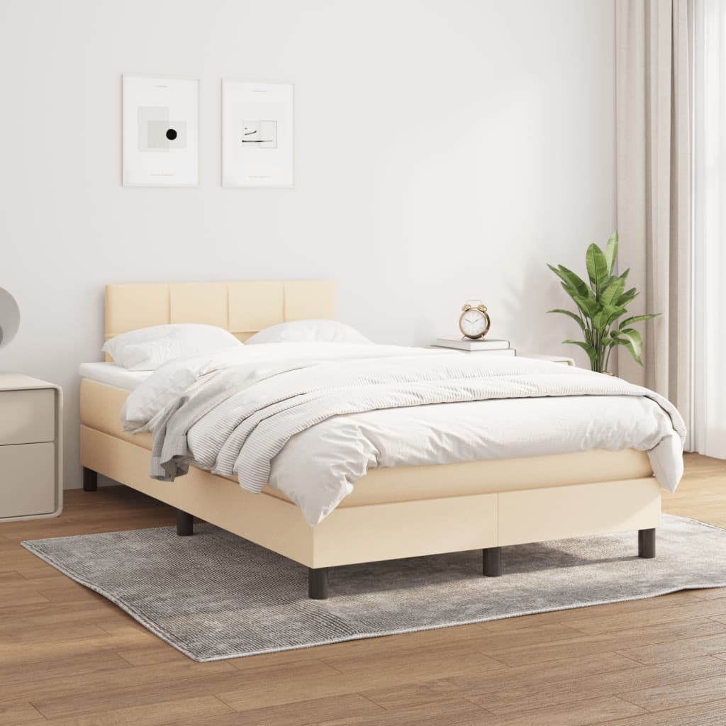 kontinentalseng med madras 120x190 cm stof cremefarvet