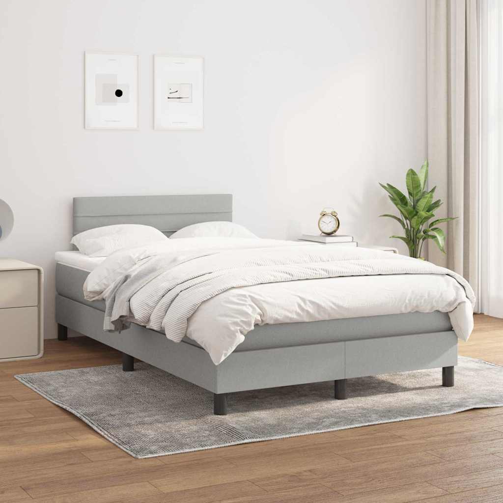 kontinentalseng med madras 120x190 cm stof lysegrå