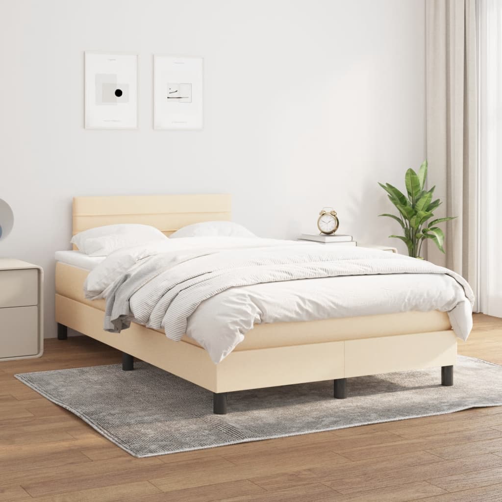 kontinentalseng med madras 120x190 cm stof cremefarvet