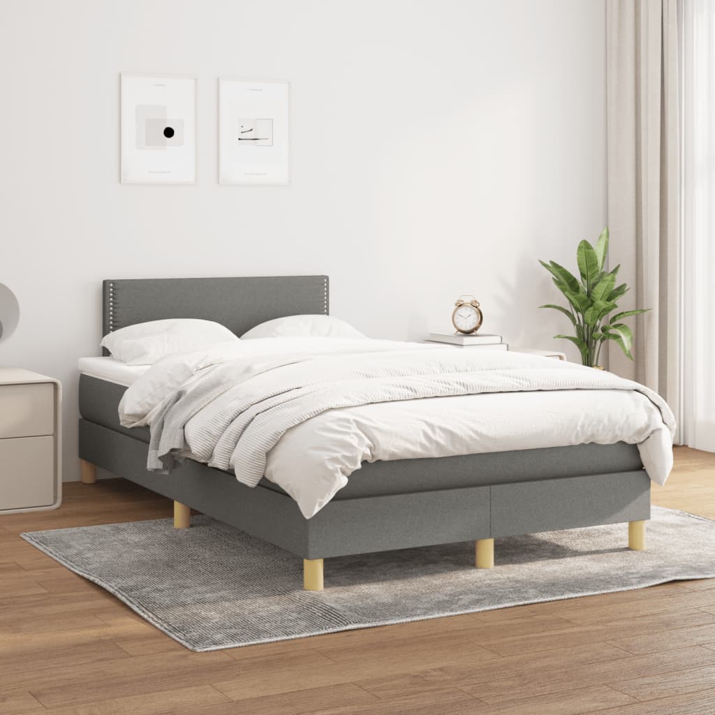 kontinentalseng med madras 120x190 cm stof mørkegrå