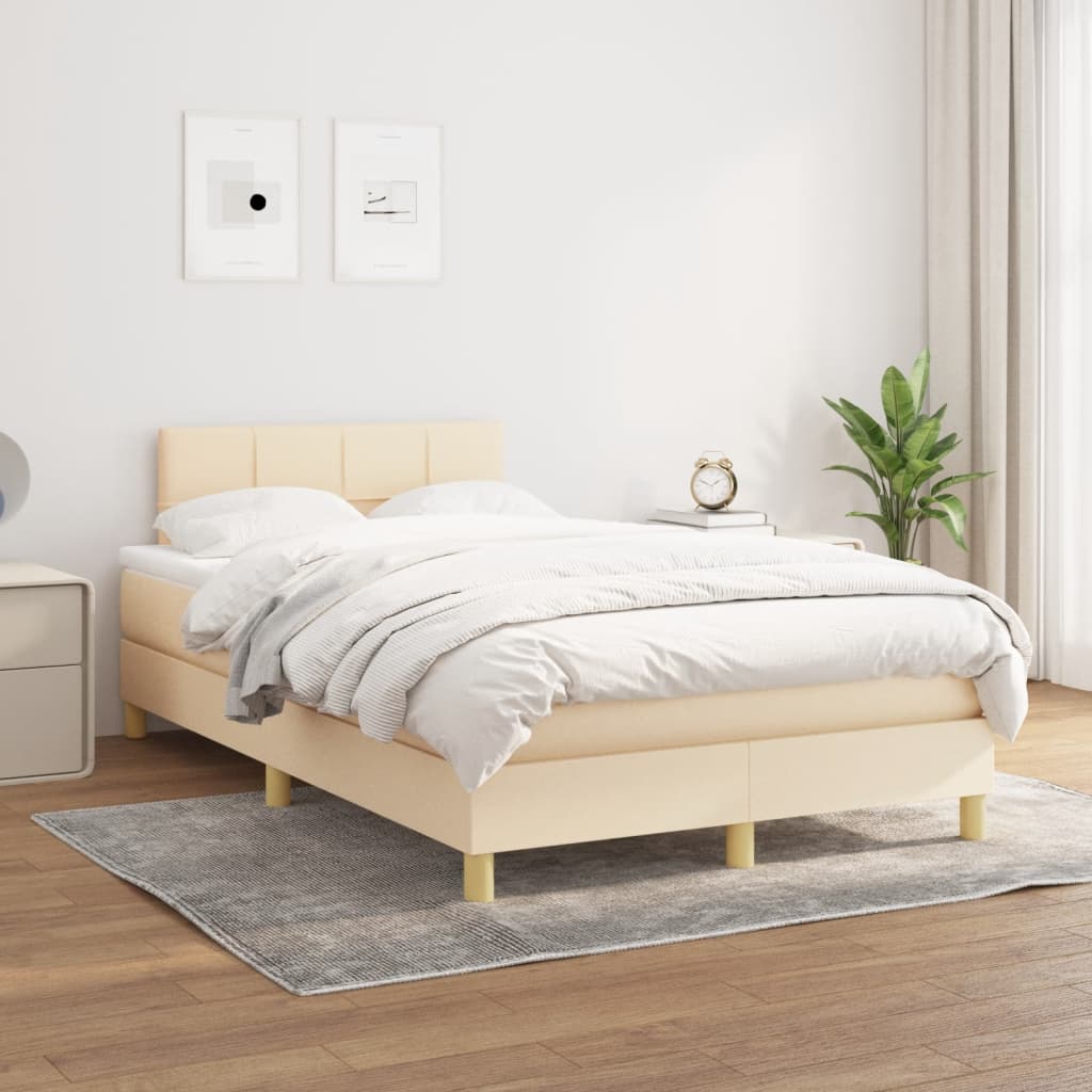 kontinentalseng med madras 120x190 cm stof cremefarvet
