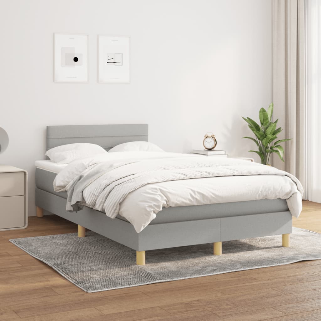 kontinentalseng med madras 120x190 cm stof lysegrå