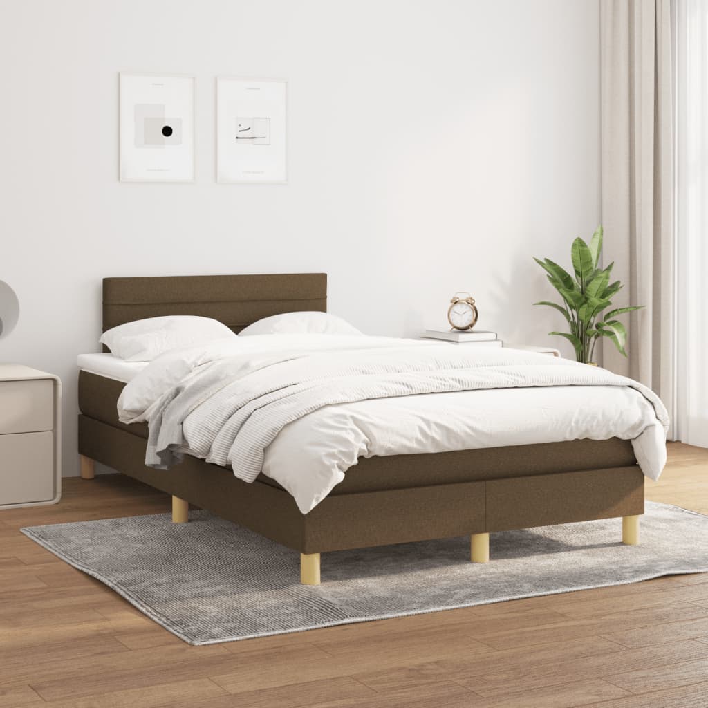 kontinentalseng med madras 120x190 cm stof mørkebrun