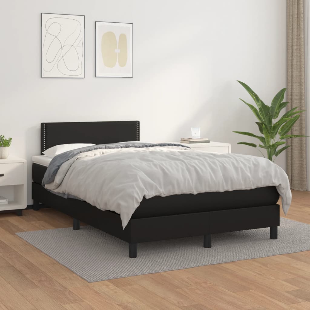kontinentalseng med madras 120x190 cm kunstlæder sort