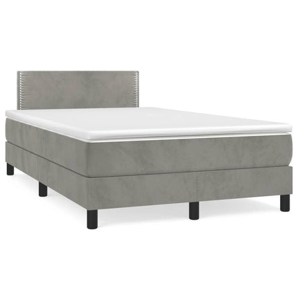 kontinentalseng med madras 120x190 cm velour lysegrå
