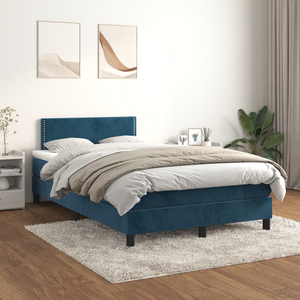 kontinentalseng med madras 120x190 cm velour mørkeblå